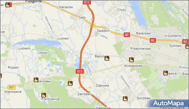 mapa Batorowo gmina Tarnowo Podgórne, Batorowo gmina Tarnowo Podgórne na mapie Targeo