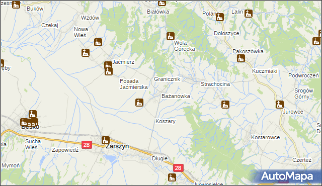 mapa Bażanówka, Bażanówka na mapie Targeo