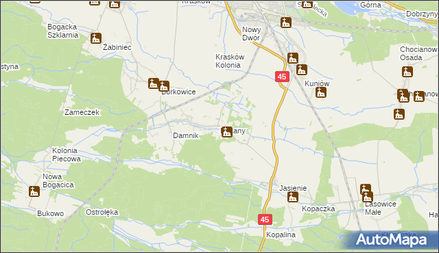 mapa Bażany, Bażany na mapie Targeo