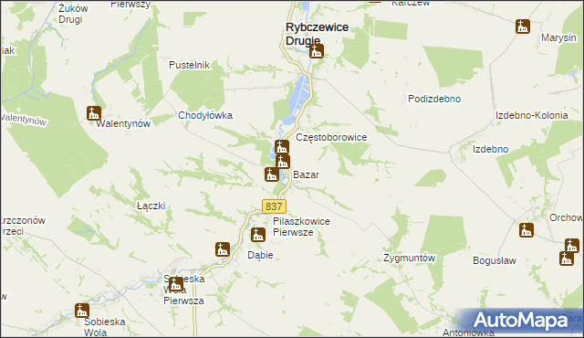 mapa Bazar gmina Rybczewice, Bazar gmina Rybczewice na mapie Targeo