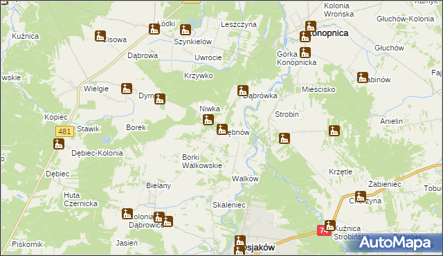 mapa Bębnów gmina Konopnica, Bębnów gmina Konopnica na mapie Targeo