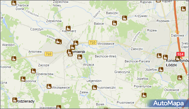 mapa Bechcice-Wieś, Bechcice-Wieś na mapie Targeo