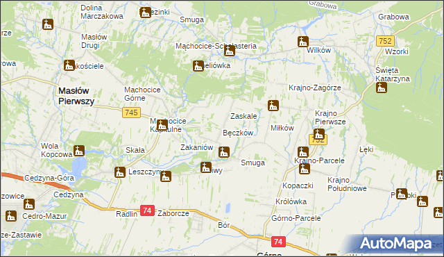 mapa Bęczków, Bęczków na mapie Targeo