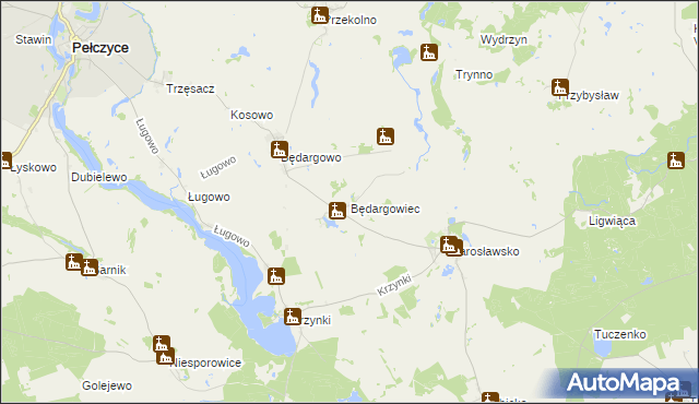 mapa Będargowiec, Będargowiec na mapie Targeo