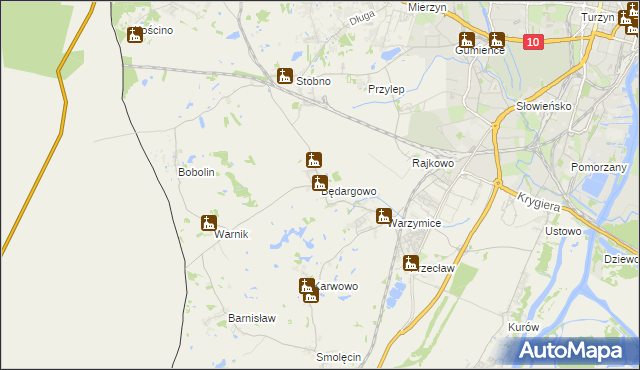 mapa Będargowo gmina Kołbaskowo, Będargowo gmina Kołbaskowo na mapie Targeo