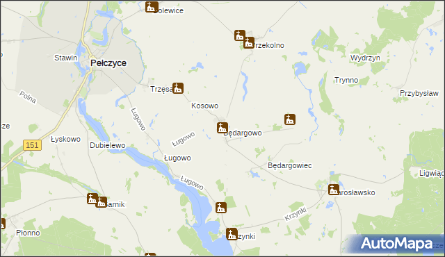 mapa Będargowo gmina Pełczyce, Będargowo gmina Pełczyce na mapie Targeo