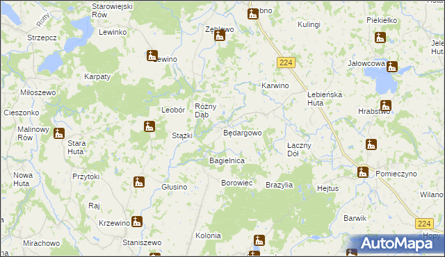 mapa Będargowo gmina Szemud, Będargowo gmina Szemud na mapie Targeo