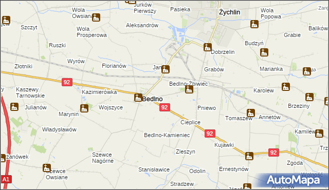 mapa Bedlno-Wieś, Bedlno-Wieś na mapie Targeo