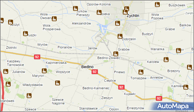 mapa Bedlno-Żbiwiec, Bedlno-Żbiwiec na mapie Targeo