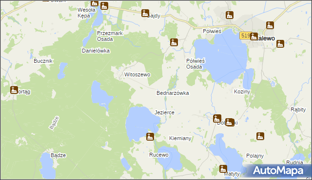 mapa Bednarzówka gmina Zalewo, Bednarzówka gmina Zalewo na mapie Targeo