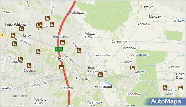 mapa Bedoń-Wieś, Bedoń-Wieś na mapie Targeo