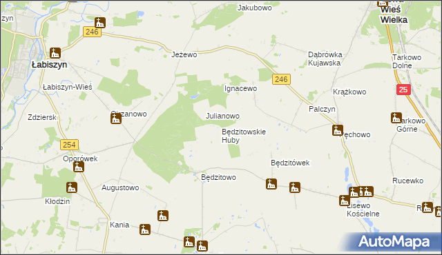 mapa Będzitowskie Huby, Będzitowskie Huby na mapie Targeo