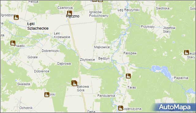 mapa Będzyn gmina Ręczno, Będzyn gmina Ręczno na mapie Targeo