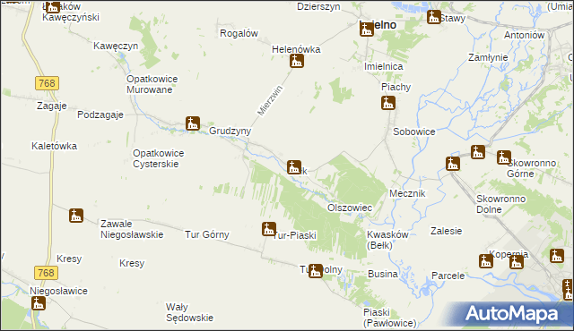 mapa Bełk gmina Imielno, Bełk gmina Imielno na mapie Targeo