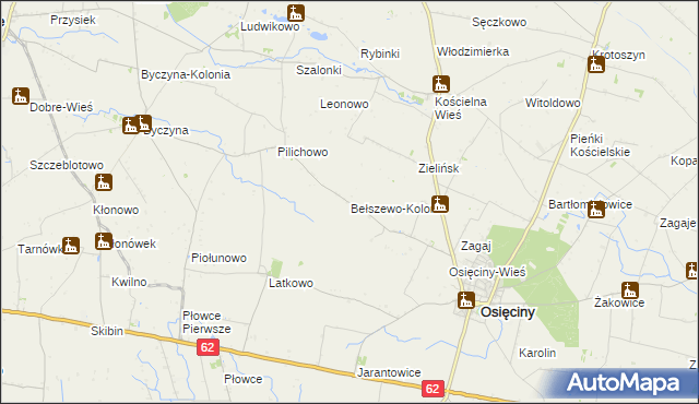 mapa Bełszewo-Kolonia, Bełszewo-Kolonia na mapie Targeo