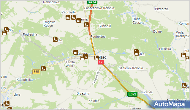 mapa Bełżec, Bełżec na mapie Targeo