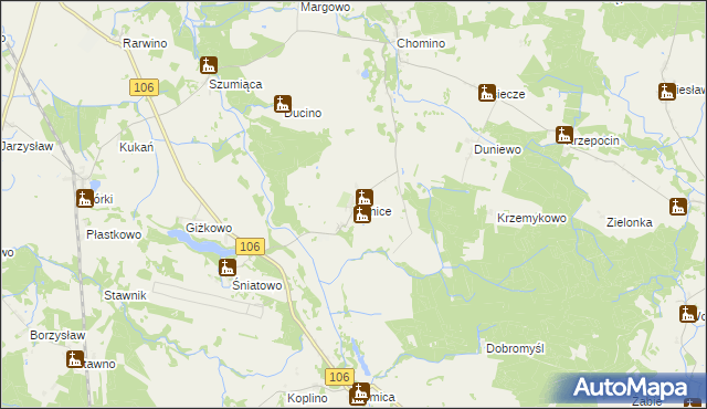 mapa Benice gmina Kamień Pomorski, Benice gmina Kamień Pomorski na mapie Targeo