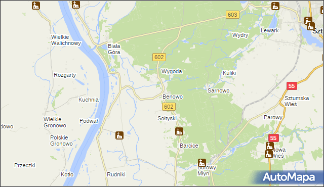 mapa Benowo, Benowo na mapie Targeo