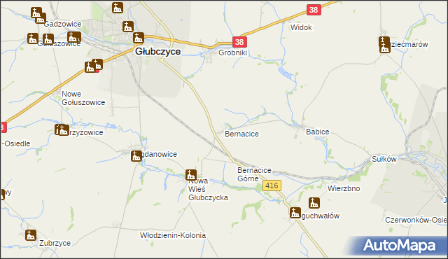 mapa Bernacice, Bernacice na mapie Targeo