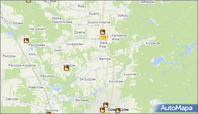 mapa Bernów, Bernów na mapie Targeo