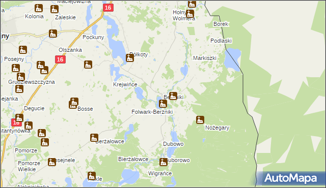 mapa Berżniki, Berżniki na mapie Targeo