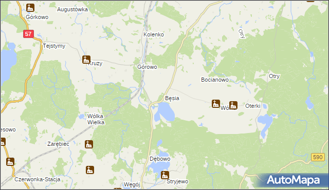 mapa Bęsia, Bęsia na mapie Targeo