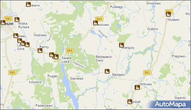 mapa Bezławecki Dwór, Bezławecki Dwór na mapie Targeo