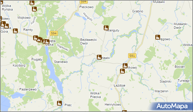 mapa Bezławki, Bezławki na mapie Targeo