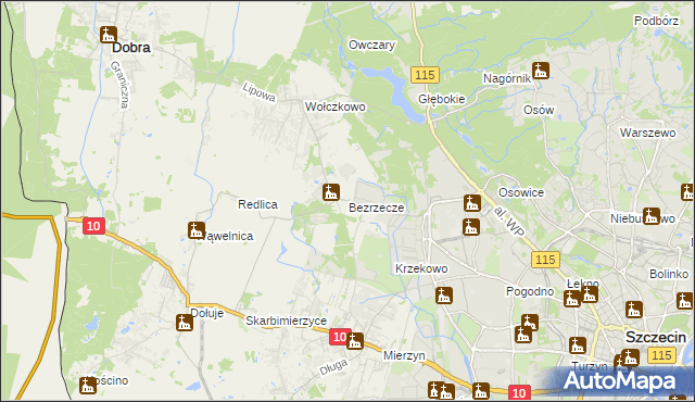 mapa Bezrzecze, Bezrzecze na mapie Targeo