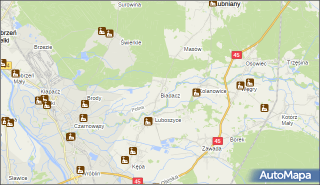 mapa Biadacz gmina Łubniany, Biadacz gmina Łubniany na mapie Targeo