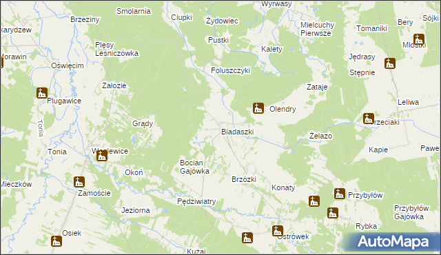 mapa Biadaszki gmina Galewice, Biadaszki gmina Galewice na mapie Targeo