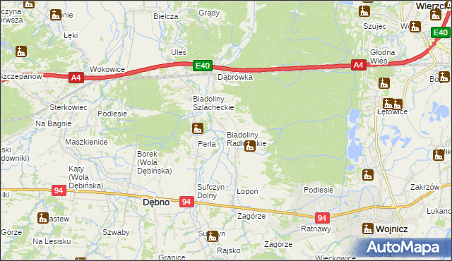 mapa Biadoliny Radłowskie, Biadoliny Radłowskie na mapie Targeo