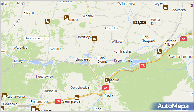 mapa Biała Błotna, Biała Błotna na mapie Targeo