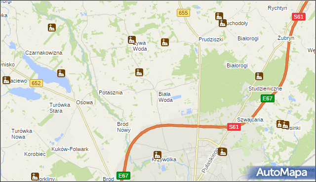 mapa Biała Woda gmina Suwałki, Biała Woda gmina Suwałki na mapie Targeo