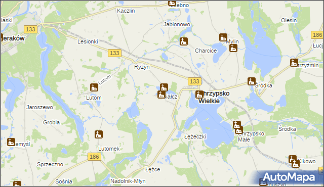 mapa Białcz gmina Chrzypsko Wielkie, Białcz gmina Chrzypsko Wielkie na mapie Targeo