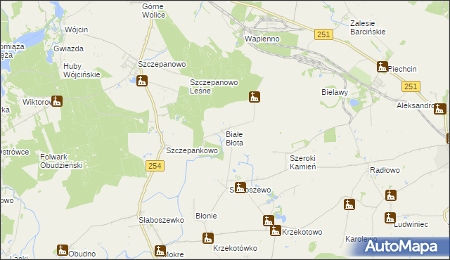 mapa Białe Błota gmina Dąbrowa, Białe Błota gmina Dąbrowa na mapie Targeo