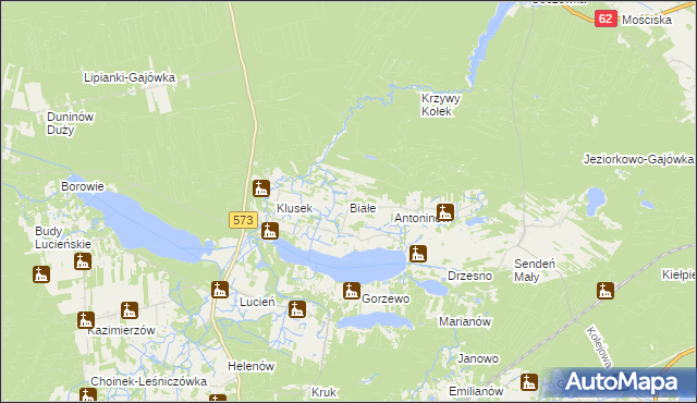 mapa Białe gmina Gostynin, Białe gmina Gostynin na mapie Targeo