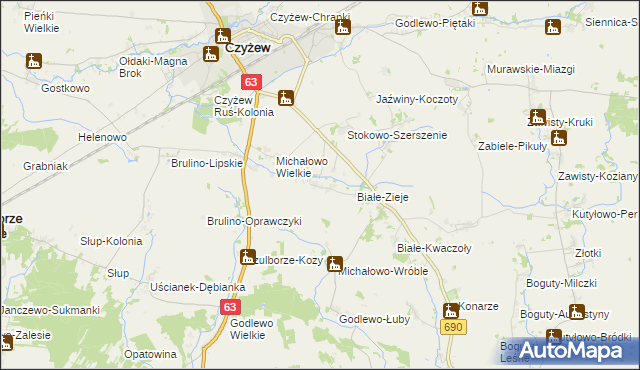 mapa Białe-Papieże, Białe-Papieże na mapie Targeo