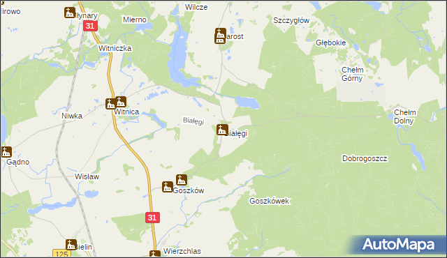 mapa Białęgi gmina Chojna, Białęgi gmina Chojna na mapie Targeo