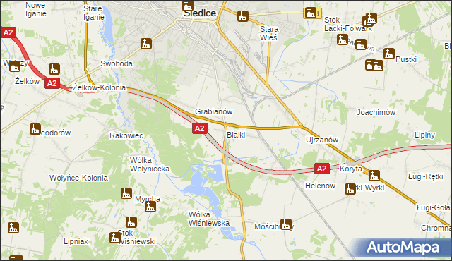 mapa Białki gmina Siedlce, Białki gmina Siedlce na mapie Targeo