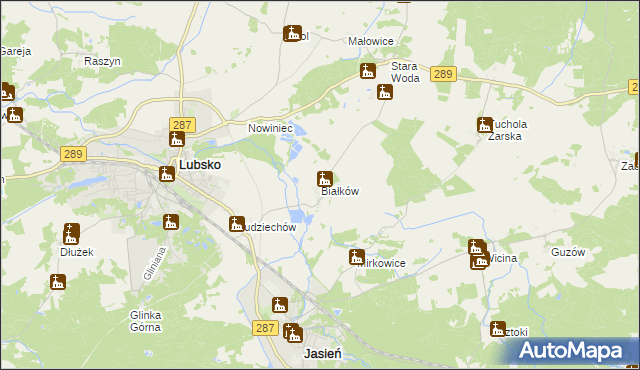 mapa Białków gmina Lubsko, Białków gmina Lubsko na mapie Targeo