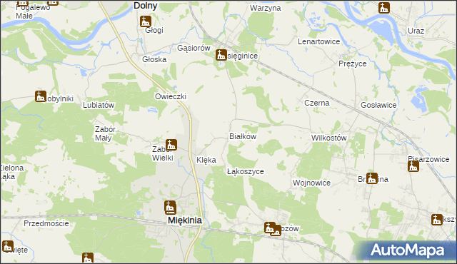 mapa Białków gmina Miękinia, Białków gmina Miękinia na mapie Targeo