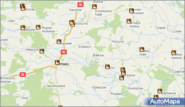 mapa Białków gmina Wińsko, Białków gmina Wińsko na mapie Targeo