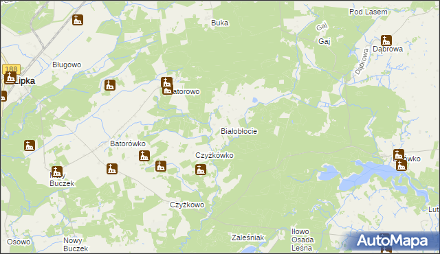 mapa Białobłocie gmina Lipka, Białobłocie gmina Lipka na mapie Targeo