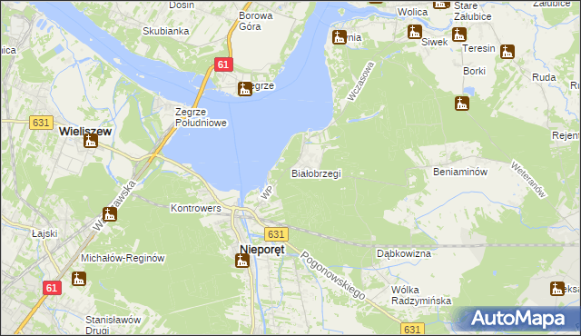 mapa Białobrzegi gmina Nieporęt, Białobrzegi gmina Nieporęt na mapie Targeo