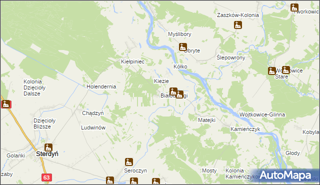 mapa Białobrzegi gmina Sterdyń, Białobrzegi gmina Sterdyń na mapie Targeo