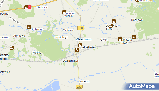 mapa Białośliwie, Białośliwie na mapie Targeo