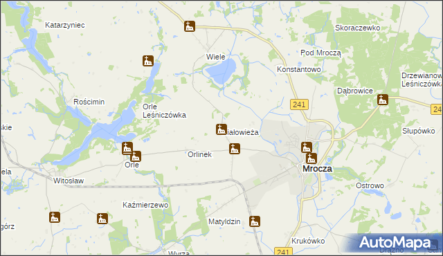 mapa Białowieża gmina Mrocza, Białowieża gmina Mrocza na mapie Targeo