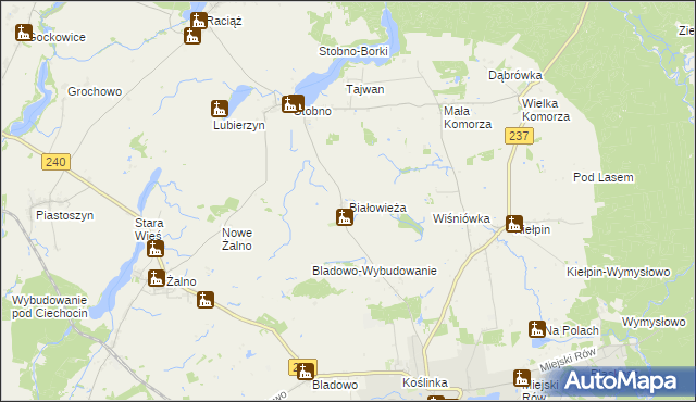 mapa Białowieża gmina Tuchola, Białowieża gmina Tuchola na mapie Targeo