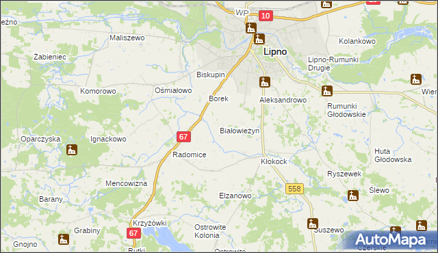 mapa Białowieżyn, Białowieżyn na mapie Targeo